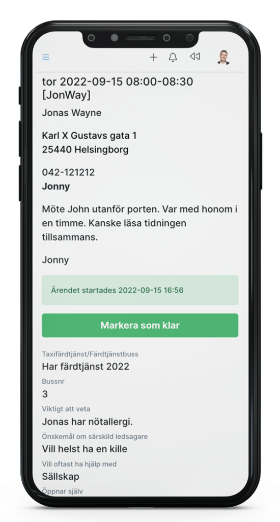 Mobiltelefon med Copyls planeringssystem