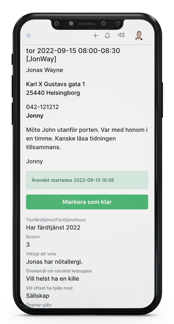 Mobiltelefon med Copyls planeringssystem